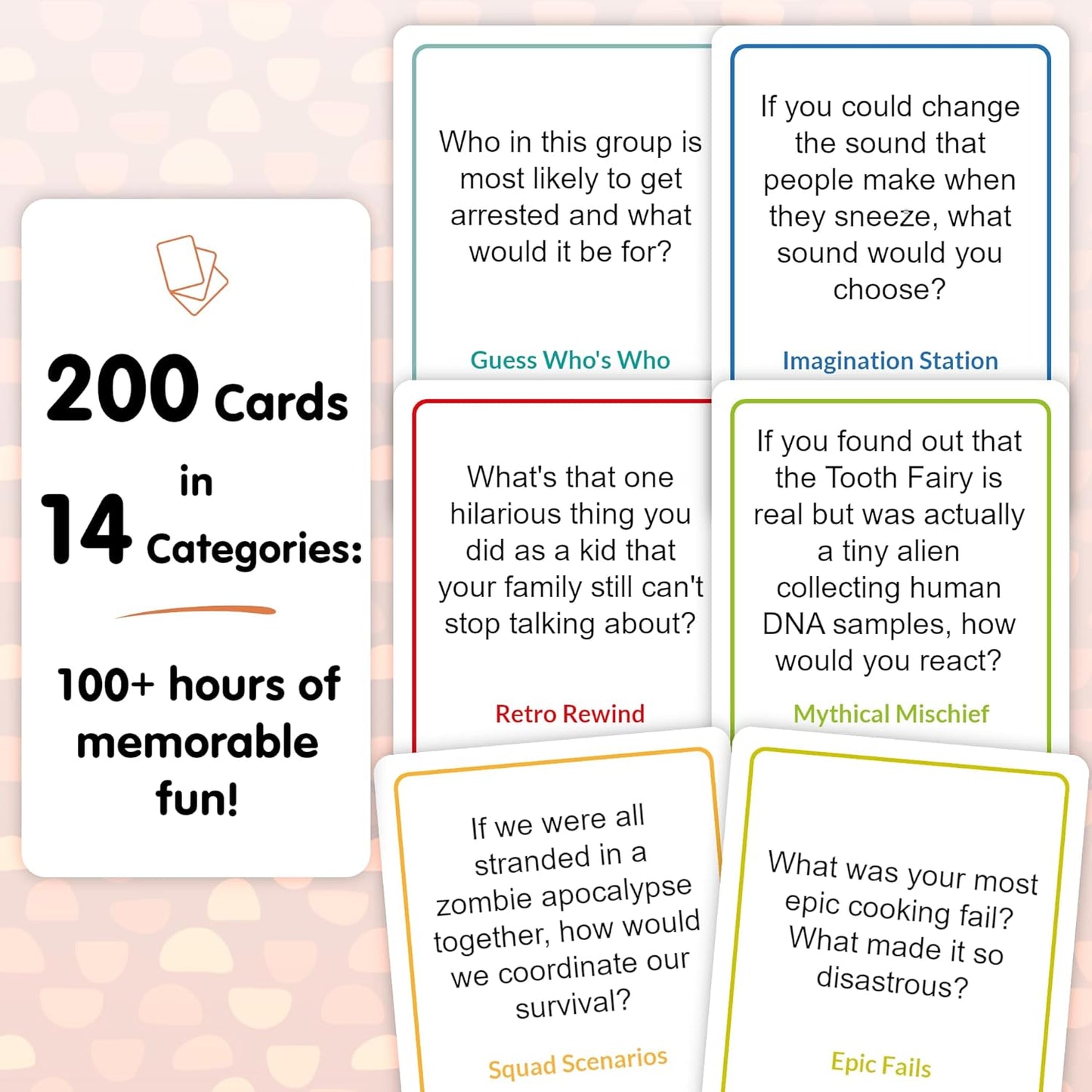Fun Conversation Card Game for Adults and Families - 200 Hilarious Questions to Answer Together - Funny Group Game for Kids and Parties, Family Reunions, and More - Put Down Your Phones and Have Fun