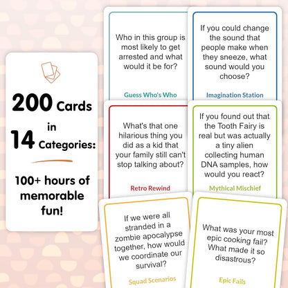 Fun Conversation Card Game for Adults and Families - 200 Hilarious Questions to Answer Together - Funny Group Game for Kids and Parties, Family Reunions, and More - Put Down Your Phones and Have Fun