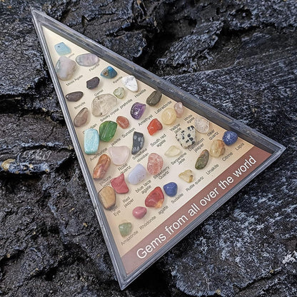 Natural Gem and Rock Collection 36 Kind Mineral Ore Collection Specimens Natural Crystal Specimens and Geology Gem Kit Educational Gift for Kids Student Champaign Gold
