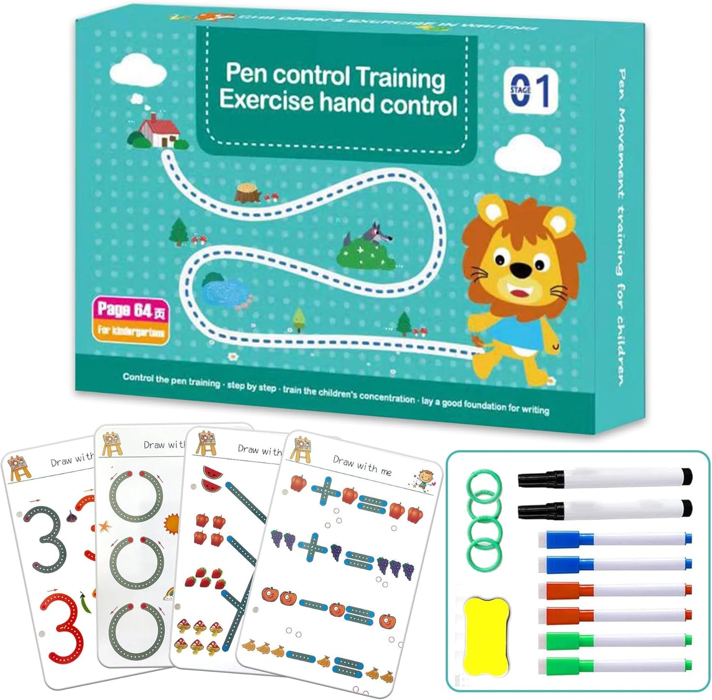 Scribble Smart Workbook, Handwriting Practice Workbook, Reusable Preschool Workbook and Tracing Book, Little Curious Mind Magic Scribble Smart Workbooks for Kid Ages 3-5 (4pcs Set)