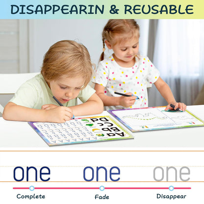 Magic Practice Copybook, Reusable Writing Practice Book, for Preschool Kids Age 3-8 Calligraphy (4 Books with Pens)