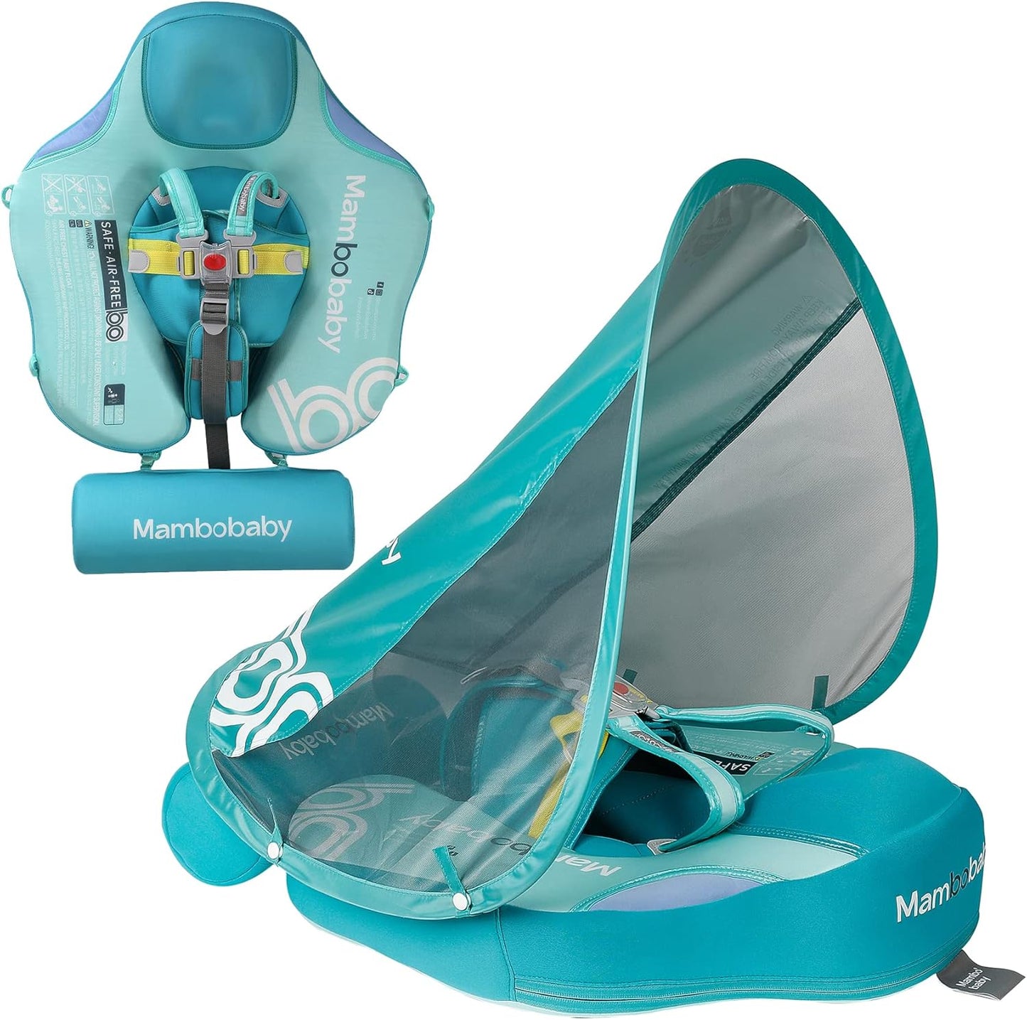 Baby Pool Float with UPF50+ 3D Adjustable Canopy, Add Tail Mambobaby Float Non Inflatable Infant Floats for Pool, Cartoon Narwhal Baby Floats (NPink with Canopy-U05NPCTLUROHML01U05)
