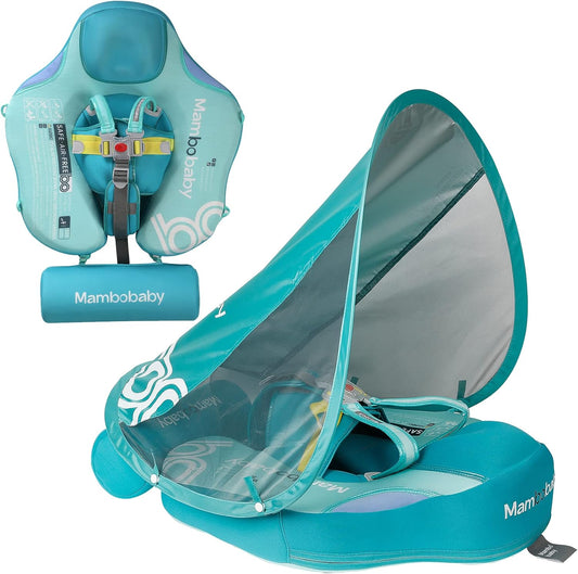 Baby Pool Float with UPF50+ 3D Adjustable Canopy, Add Tail Mambobaby Float Non Inflatable Infant Floats for Pool, Cartoon Narwhal Baby Floats (NPink with Canopy-U05NPCTLUROHML01U05)
