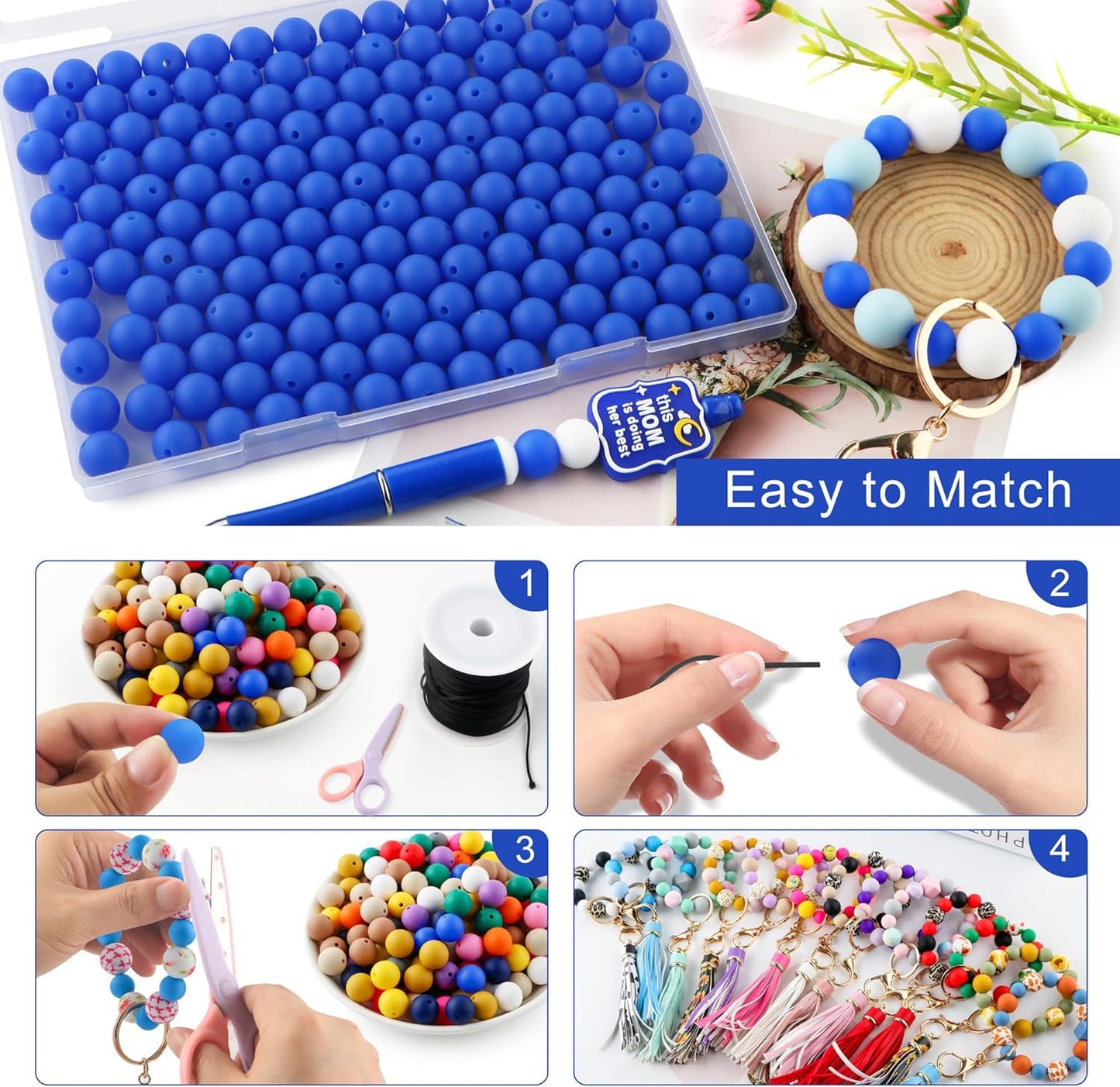 65Pcs 19mm Silicone Beads for Keychain Making Bracelet Necklace, Bulk Round Silicone Beads for Pens（Christmas Green） - Colors A