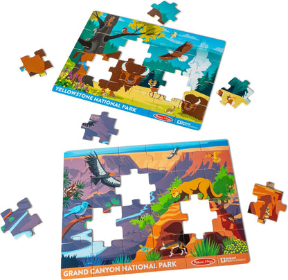 Melissa & Doug National Parks Yellowstone & Grand Canyon 24pc Jigsaw Puzzle Bundle for Boys and Girls Ages 3+