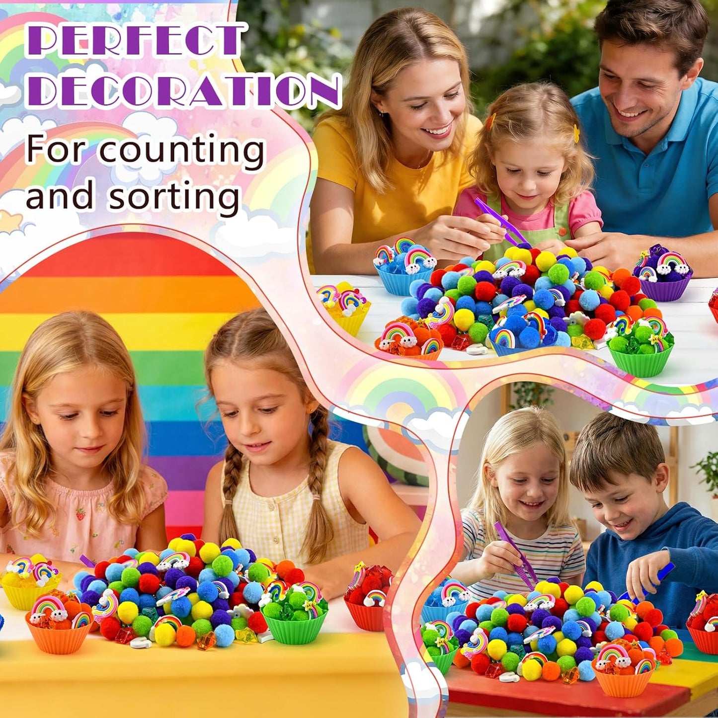 270 Pcs Numbers and Letters Sensory Bin Items Back to School Counting Sorting Sensory Bin Filler Fine Motor Numbers and Letters Geometric Figure Counts for Easter Spring Summer Sorting