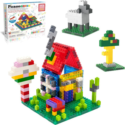 PicassoTiles 1016pcs Magnetic Tile & Building Brick Combo Construction STEM Toy Magnet Tiles for Creative Play Educational Toys for 3+ Large Bricks for Toddlers Compatible with Major Brands PTS1016