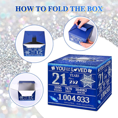 10 Happy Birthday Money Box for Cash Gift, 10th Birthday Decorations for Boys and Girls, Gifts for 10 Year Old Boy, Boy Gift Ideas, Cool Things for Teen -Blue with 100PCS Bags