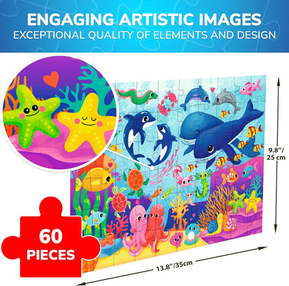 QUOKKA Puzzles for Kids Ages 4-6 – 60 Piece Jigsaw Puzzles for Toddlers Ages 3-5 with Unicorns – Quiet Time Toy for Preschoolers 2-4 – FSC Certified Educational Learning Game for Boys and Girls