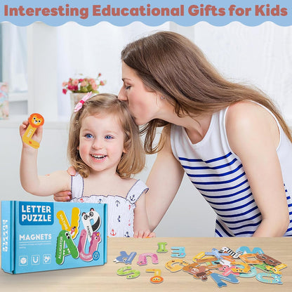 Thboxes 26 A-Z Objects Fridge Magnets for Toddlers,Large Size Colorful Refrigerator Magnets Magnetic Toys Cute Kids Learning Toys Preschool Educational Gifts for Kids Toddlers 3-5