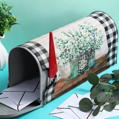 Tiamon Monogrammed L Mailbox Covers Magnetic Eucalyptus Welcome Letter Box Wrap Standard Size 21x18 Inch Spring Summer Leaves Mailbox Decor Eucalyptus Letter Numbers Decoration for Outdoor Garden Yard