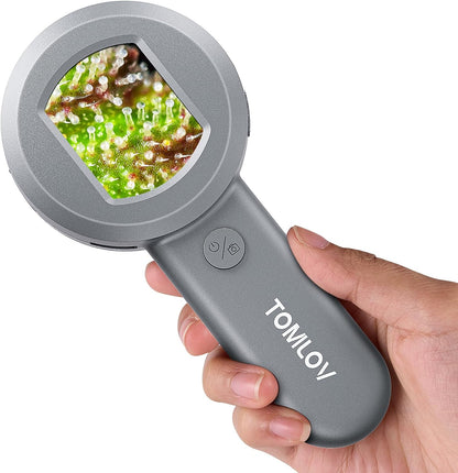 TOMLOV P10 Microscope for Adults Kids, Handheld Coin Magnifier with Light for Error Coins, Portable Trichome Magnifying Glass 100X, Collector Pocket Jewelers Loupe, Digital Microscope with 2" Screen