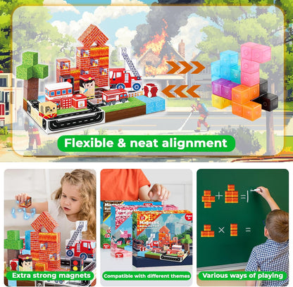 Goody King Magnetic Blocks |100PCS Magnetic Building Blocks Magic‘s House Magnetic Cube,Magnetic Blocks for Kids Ages 3-10,STEM Montessori Stacking Toy, Sensory Tiles Building Birthday for Toddlers