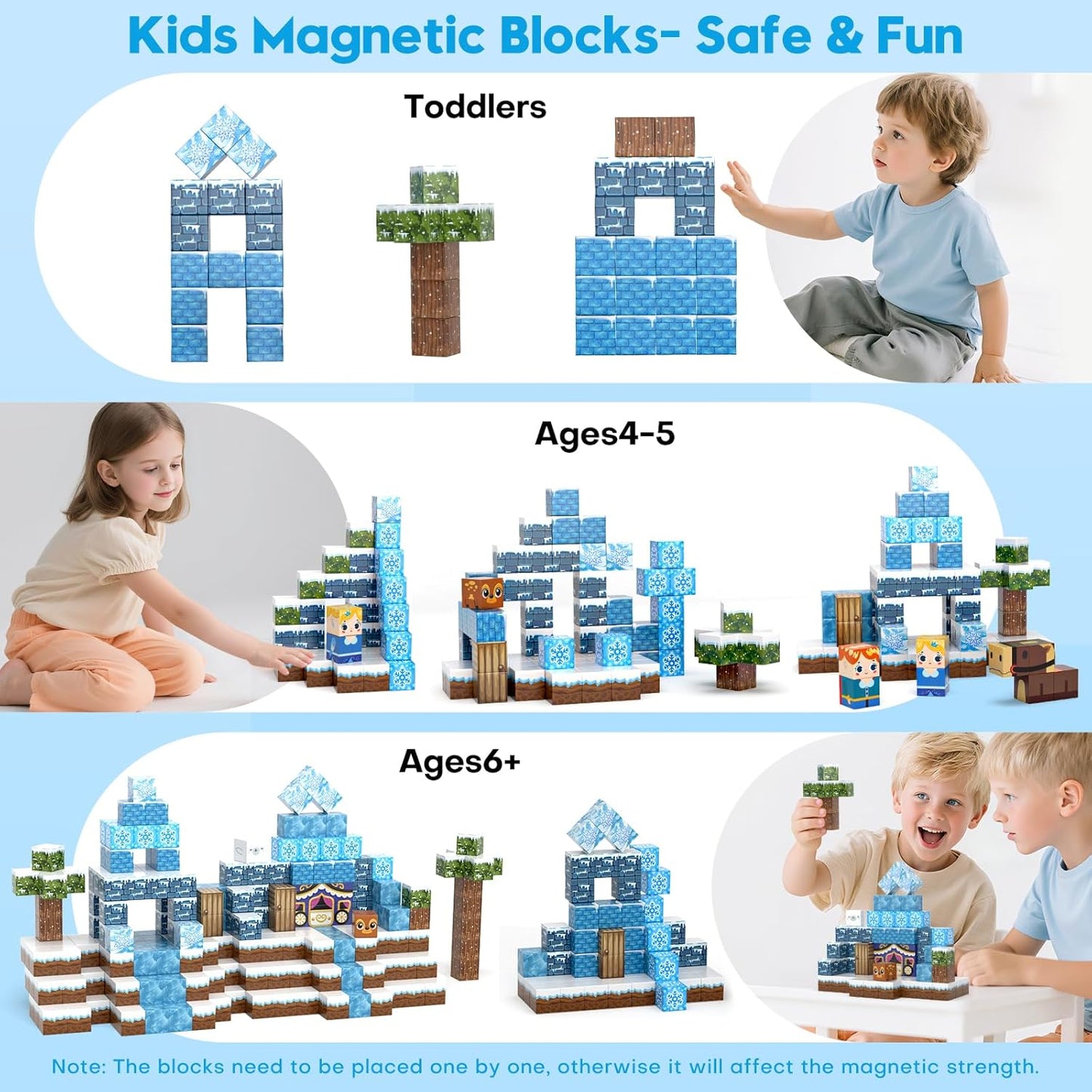 Magnetic Blocks, Magnetic Building Blocks Gryxpox, Magnet Tiles with Adventure World Blocks Toy, Magnetic Blocks For Kids Ages 4-8, STEM Sensory Toys for Ages 3+ Toddlers Kids Girl Boys Birthday Gifts