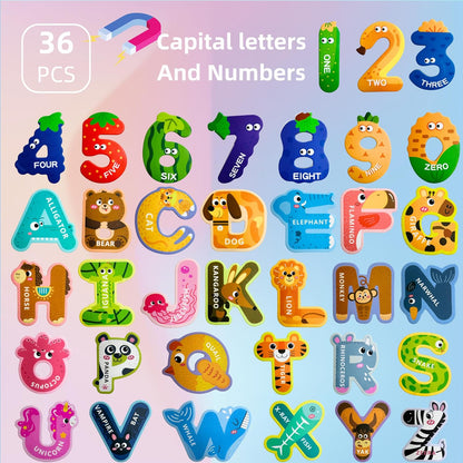 EHR Magnetic Letters, Colorful ABC Animal Alphabet Fridge Magnets, Suitable for Toddlers Aged 3 4 5 (Uppercase Letter)