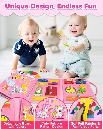 Exorany Busy Board Montessori Toys for Toddler Boys & Girls Birthday Gifts, Sensory Toys for Toddlers, Educational Travel Preschool Toddler Activities Learning Fine Motor Skills