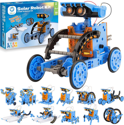 Sillbird Solar Robot Building Kit STEM Gift for Boys Aged 8-12, 12-in-1 DIY Science Educational Robotic Toys for Kids Teens Birthday, Powered by the Sun with 190 Pieces