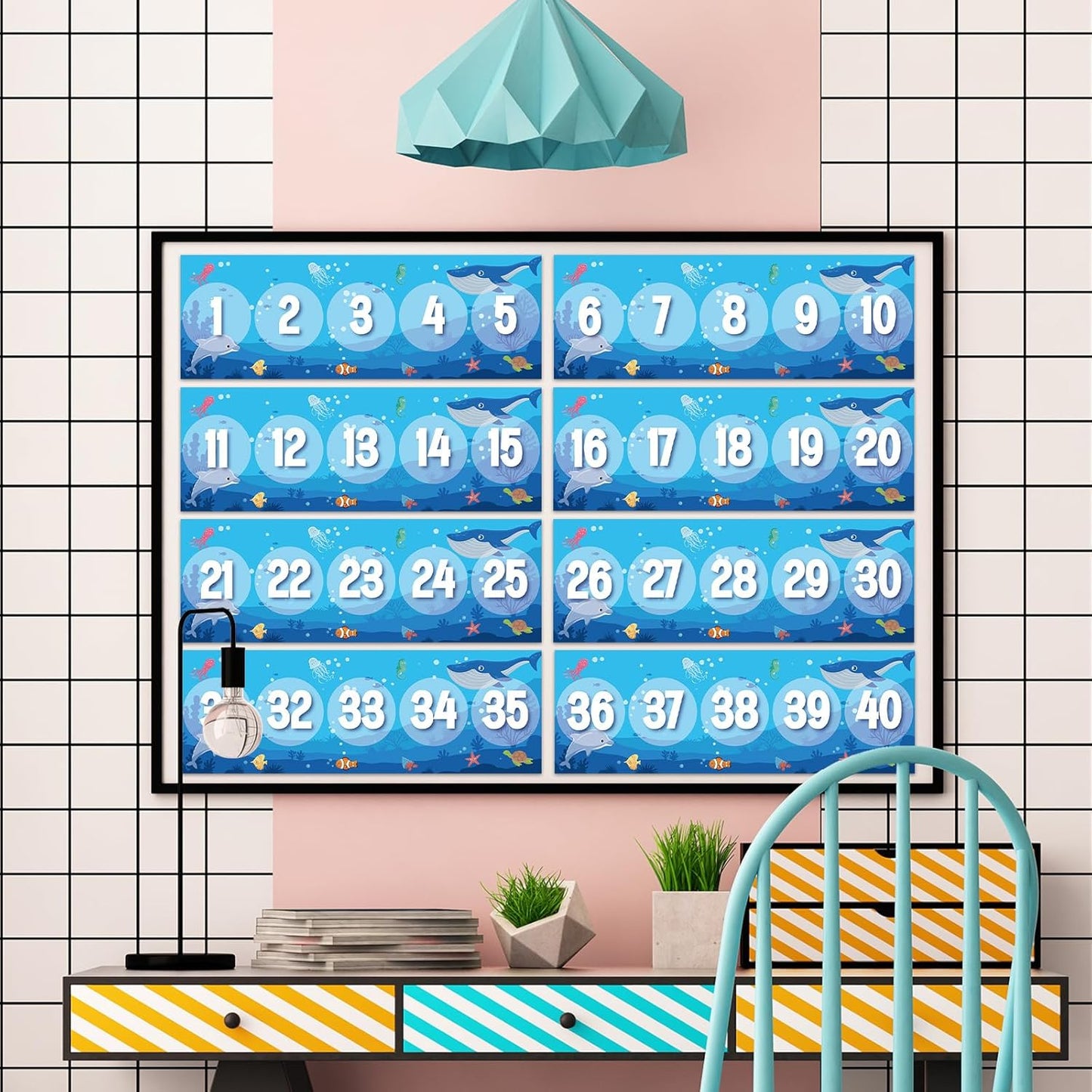 Number Line for Classroom Wall (-20 to +120) Boho Heart Shape Number Bulletin Board for Students Math Learning Boho Bulletin Border Decor Numbers Boarder Strips for Home School