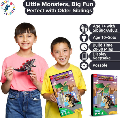 Little Jupiter DIY Wooden Kit with Stickers - Dinosaur Toys for Kids for 7-12 Yrs - Dinosaur Toy Woodworking Kits - Wood Crafts - Kids Building Kit - Wooden Crafts (Stegosaurus)