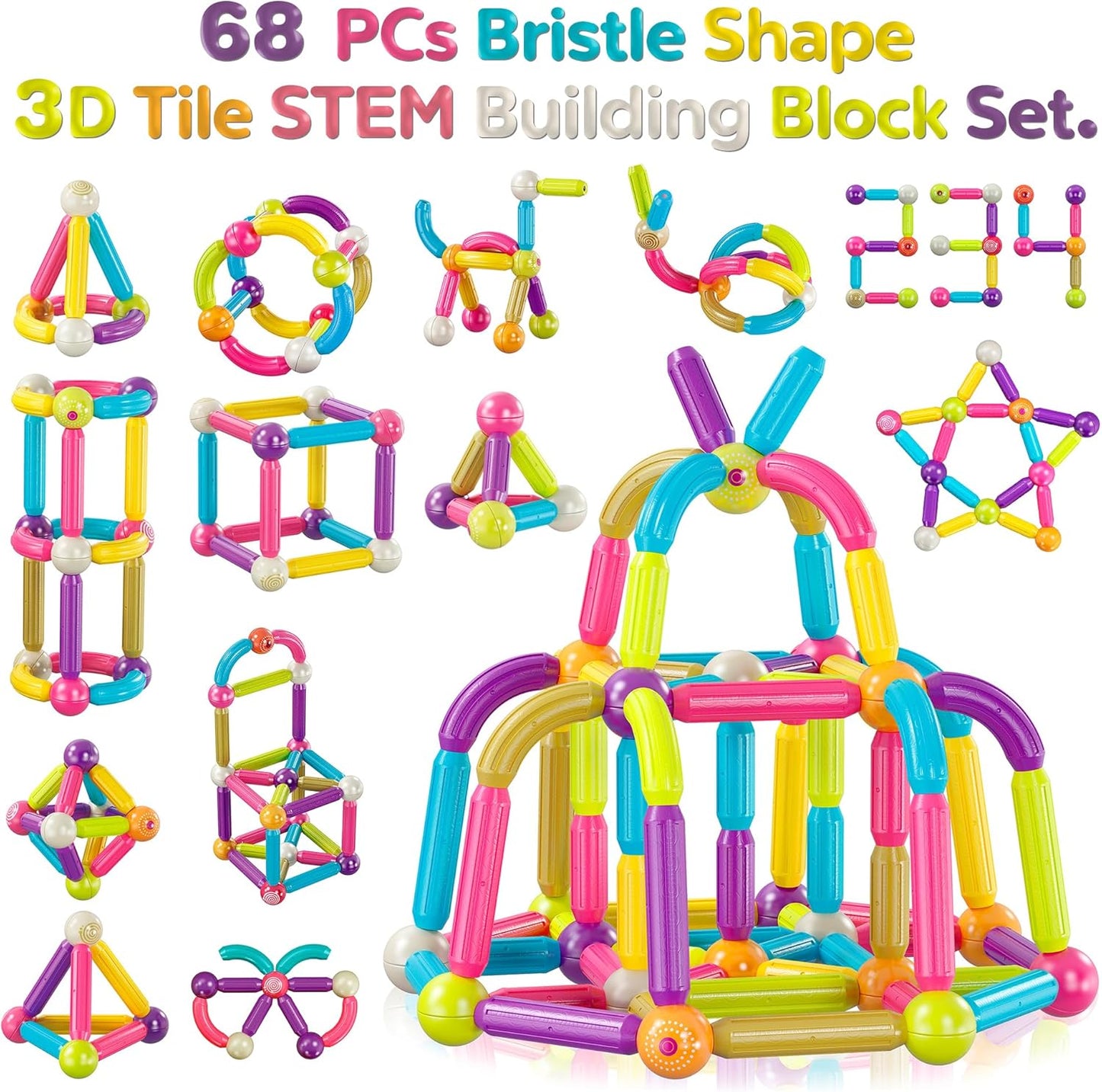 Contixo STEM Building Toys - 110 pcs Marble 3D Magnetic Run Tiles Learning Stacking Educational Building Blocks Set, Creativity Beyond Imagination, Inspirational, Recreational Toy for Kids
