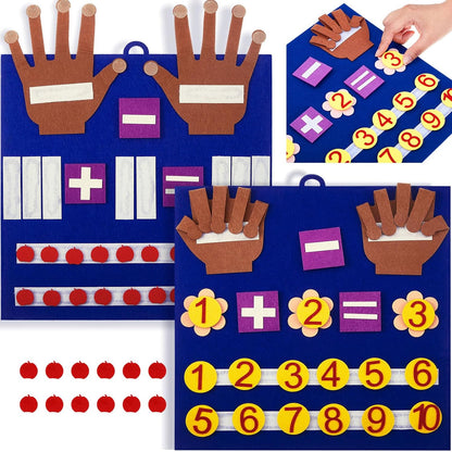 Deekin 2 Sets Handmade Felt Finger Math Toy Set Felt Math Toys Number Learning Counting Finger Boards Kindergarten Early Learning Toys Games Addition Subtraction (Skin Color)