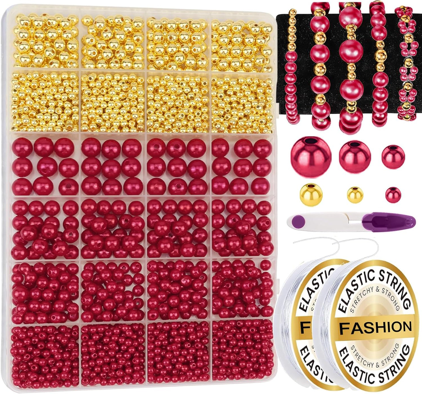 Hpebl 2136PCS Beads for Bracelets Pearl Bracelet Making Kit Friendship Bracelet Kits Bracelet Bead Kits Small Pearl Bead and Gold Beads Beading Kit for Bracelets Jewelry Making Kit