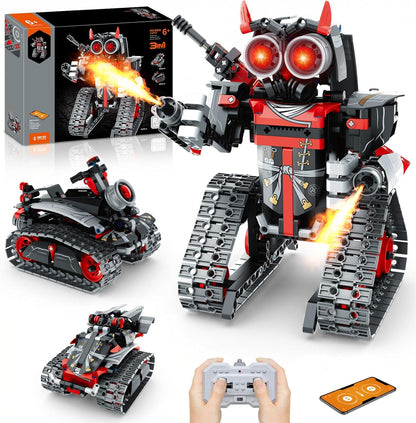 VINTOP 3-in-1 STEM Remote & APP Controlled Coding Robot Building Kit for Boys 6-12, 419 Pcs RC Robot/Tank/Car Educational Building Blocks Toy, Science Learning & Engineering Gift for Kids