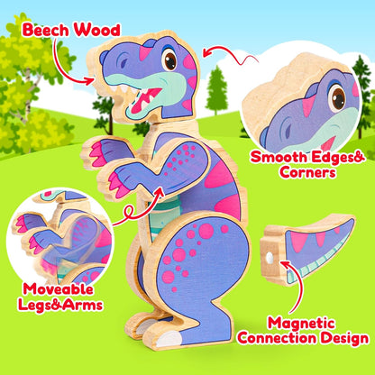 Robot Toys for Kids 3-5,Montessori Wooden Learning Toy with Take Apart Features Robots,STEM Educational Play Fine Motor Games for Toddler Boys Girls