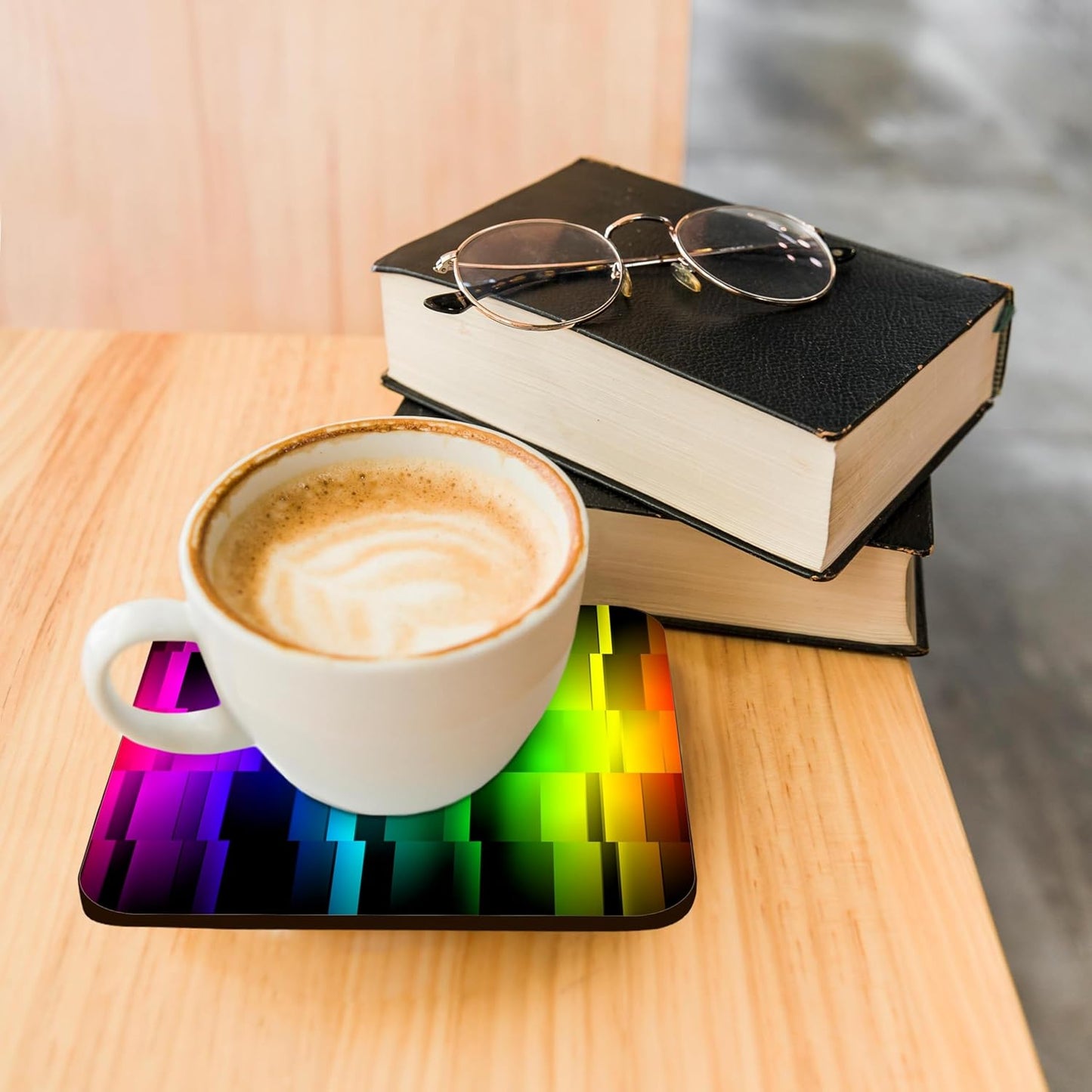 3dRose Prism Fractions a Spectrum of Colors displayed in Geometric Section Set of 8 Ceramic Tile Coasters
