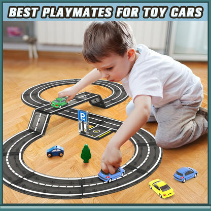 104 PCS Magnetic Tiles Road Set, STEM Construction Toys for Kids Ages 3-5 5-7 4-8, Magnet Building Blocks for Toddler Toys Games, Christmas Birthday Gifts for 3+ Year Old Boys Girls