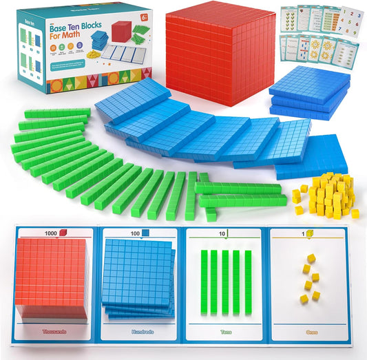 Set of 2 Base Ten Blocks Plastic 306 pcs Place Value Blocks Math Manipulatives Kindergarten Counting Cubes for Kids Math Early Counting Math Toy for 1st Grade