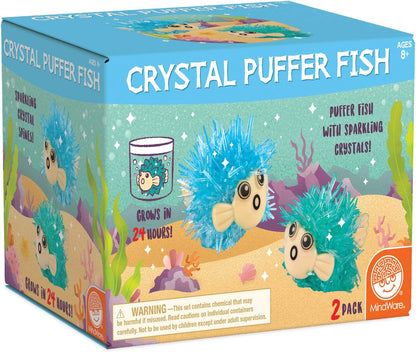 MindWare Crystal Growing Kits: Puffer Fish Set of 2 – Cute DIY Crystal Growing Kits for Kids & Teens – Funky mini Science Experiment in an 8pc kit – Crystals Grow in 24 Hours