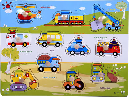 Montessori Vehicles Wooden Puzzle for Toddlers & Preschool Kids – Educational Learning Toy for Early Childhood Development