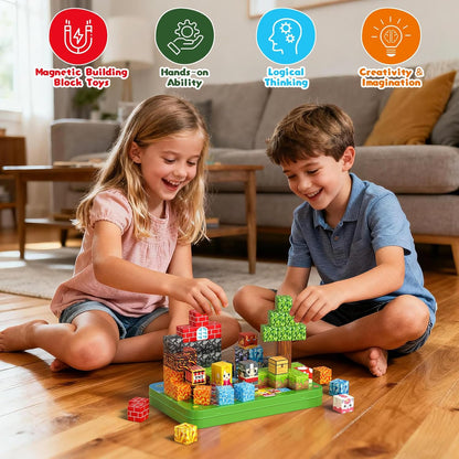Axirata 60PCS Mini Magnetic Blocks Travel Set for Kids, Mini Magnetic Tiles Building Cubes with Portable Iron Box, STEM Construction Sensory Toy for Toddler Boys Girls Age 3-5 4-8 8-12+