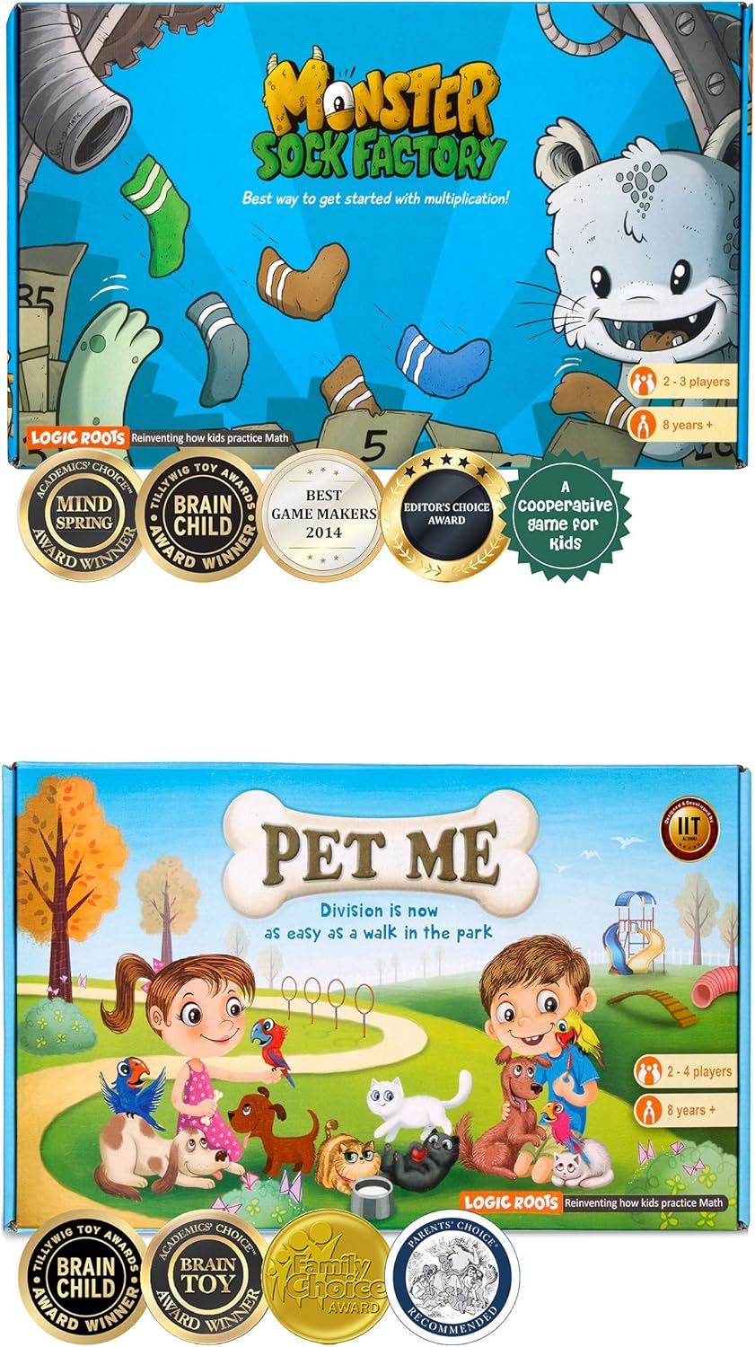 Monster Sock Factory Multiplication and Division Game - Fun Math Board Game for 6-10 Year Olds, Easy to Play STEM Toy for Kids at Home, Learning Gift for Girls & Boys, Grade 1 and Up
