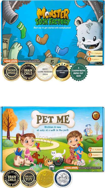 Monster Sock Factory Multiplication and Division Game - Fun Math Board Game for 6-10 Year Olds, Easy to Play STEM Toy for Kids at Home, Learning Gift for Girls & Boys, Grade 1 and Up