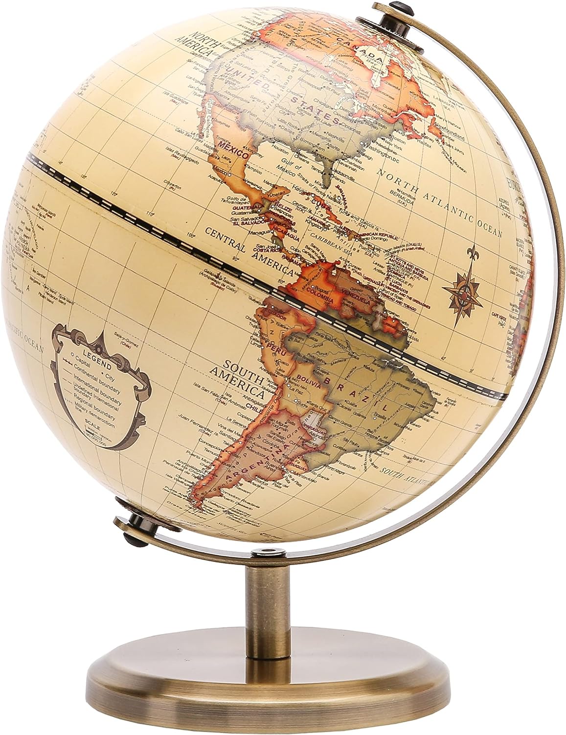 Political Globe Dia 5.5-inch / 14cm- Educational/Geographic - Stainless Steel Arc and Base - School, Home, and Office