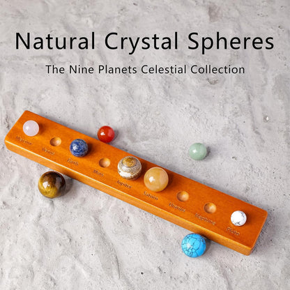 Runyangshi Nine Planets Solar System Model Crystal Ball - Natural Crystal Gemstone Marble Space Home Desk Decoration - Creative Gifts
