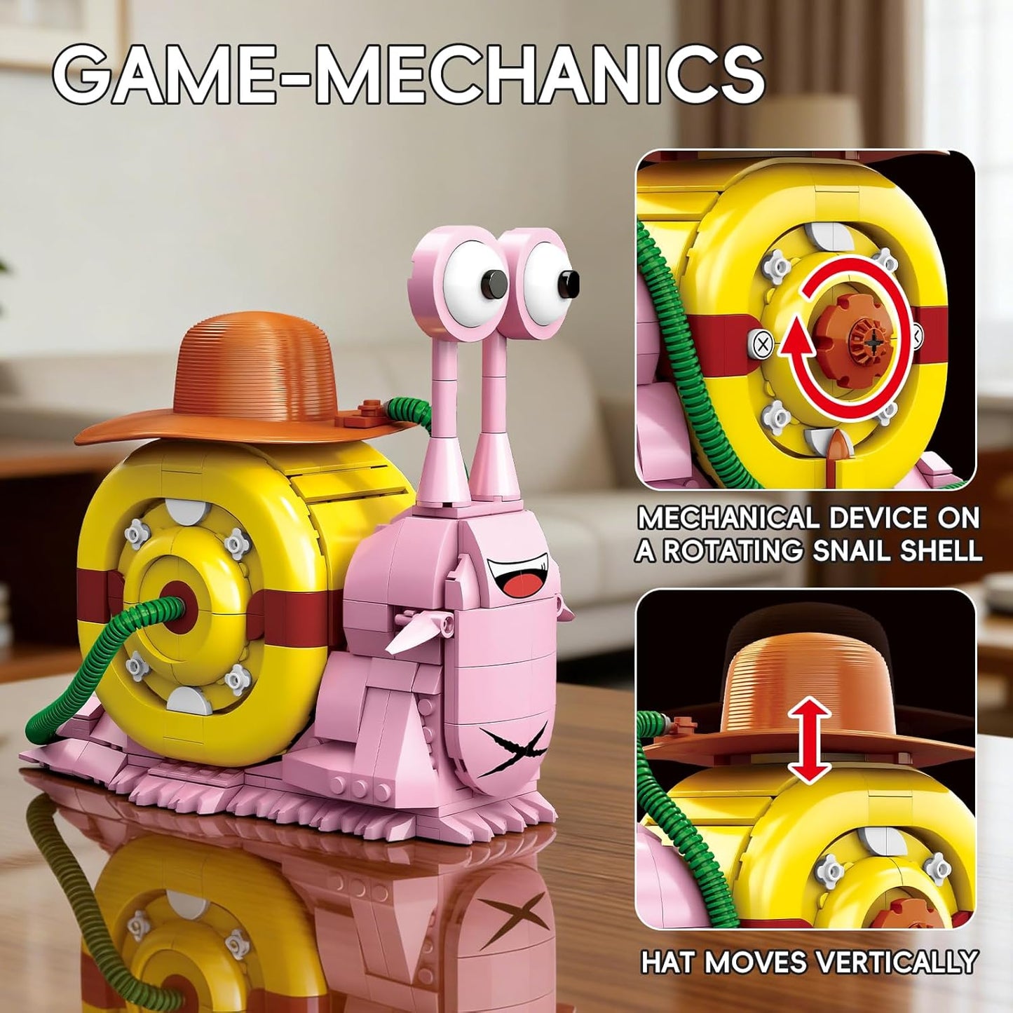 Anime Snail Phone Bug Building Block Set 573 PCS Pirate Transponder Snail Model with Straw Hat Creative Manga Desk Decor & Construction Toy Gift for Adults and Teens