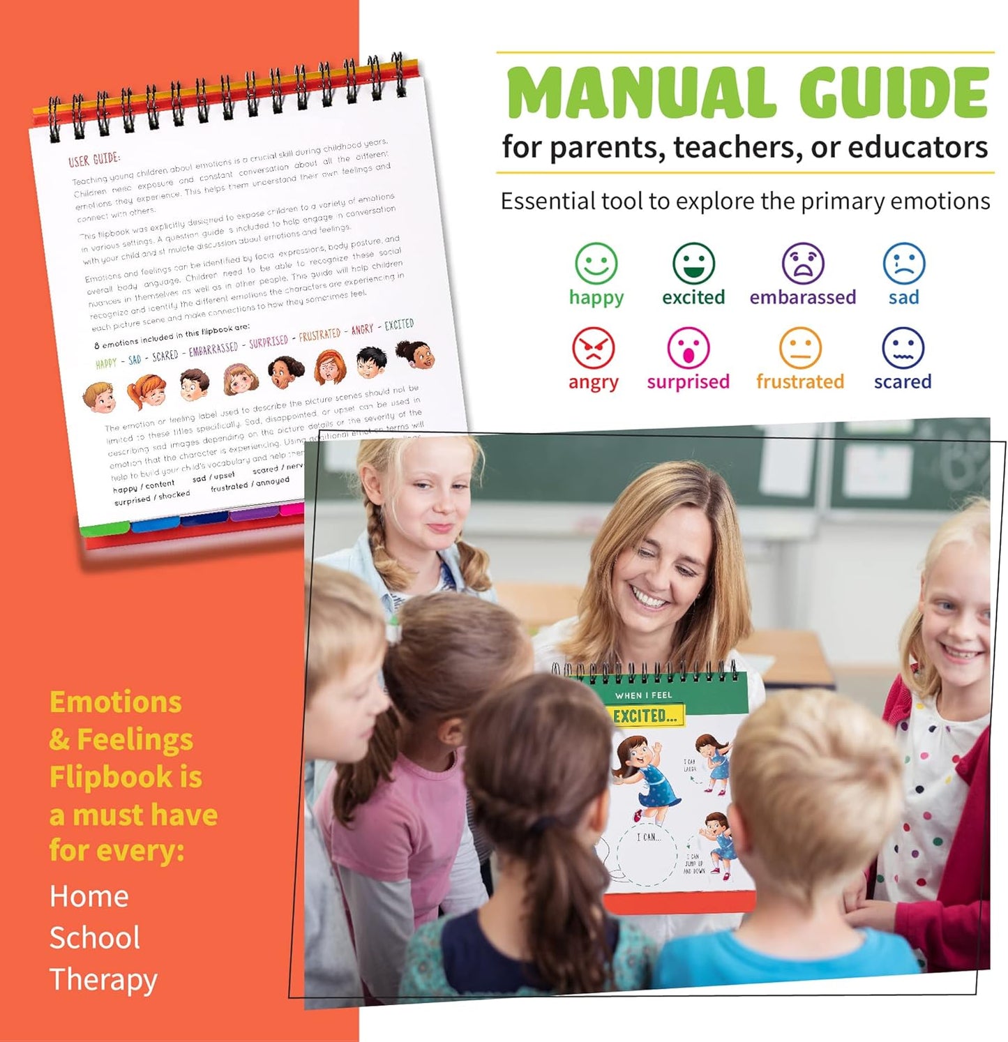 Picture Book and Emotion Cards, Picture Story Cards, Social Emotional Learning Activities, Autism Homeschooling, Educational Busy Book, Speech Therapy Materials (WH Question Flipbook)