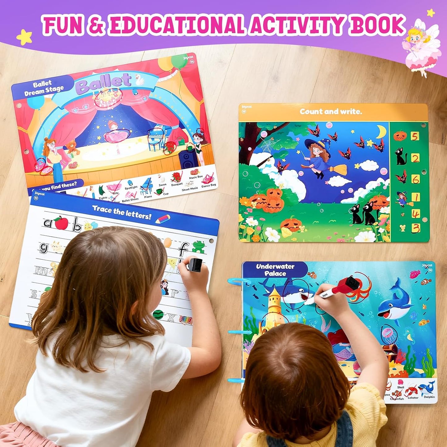 JoyCat Seek & Find Game Books - Preschool Learning Activity for Toddlers & Kids Ages 3-5, Travel Activities Toys for Road Trip Car Airplane, Busy Book, Birthday Gifts for Girls and Boys Ages 4-8