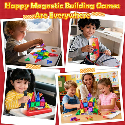 Magnetic Tiles Mini Travel Toddler Set, Magnetic Blocks Building Kids Toys & Games, Montessori Preschool Classroom Must Haves Educational Learning Sensory Toys for 3+ Year Old Boys Girls Birthday Gift