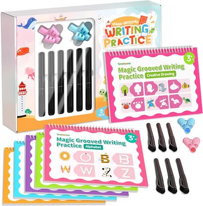 Large Magic Grooved Writing Practice for Kids 3-5, Grooved Writing Books Ages 6-8, Magic Book Handwriting Practice for Kids 5-7, Preschool Workbook Tracing Books for Boys & Girls