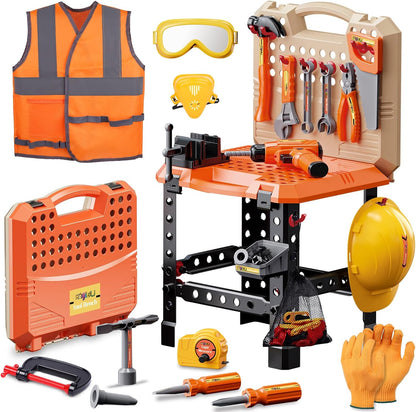 Kids Tool Set,MAGIC4U Toddler Tool Set with Tool Bag,11 Tools Equipements,Pretend Play Construction Kits for Kids Age 3-6 Years Old,Toddler Boy Toys