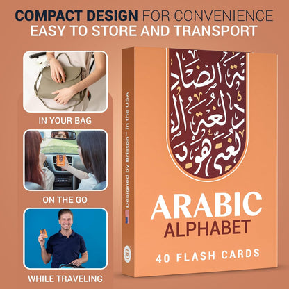 Briston Arabic Alphabet Flash Cards with Audio – 40 Durable Water-Resistant Cards with Transliteration, Pronunciation Guide & Learning Chart – Learn to Read and Write Letters for Kids, Students Adults