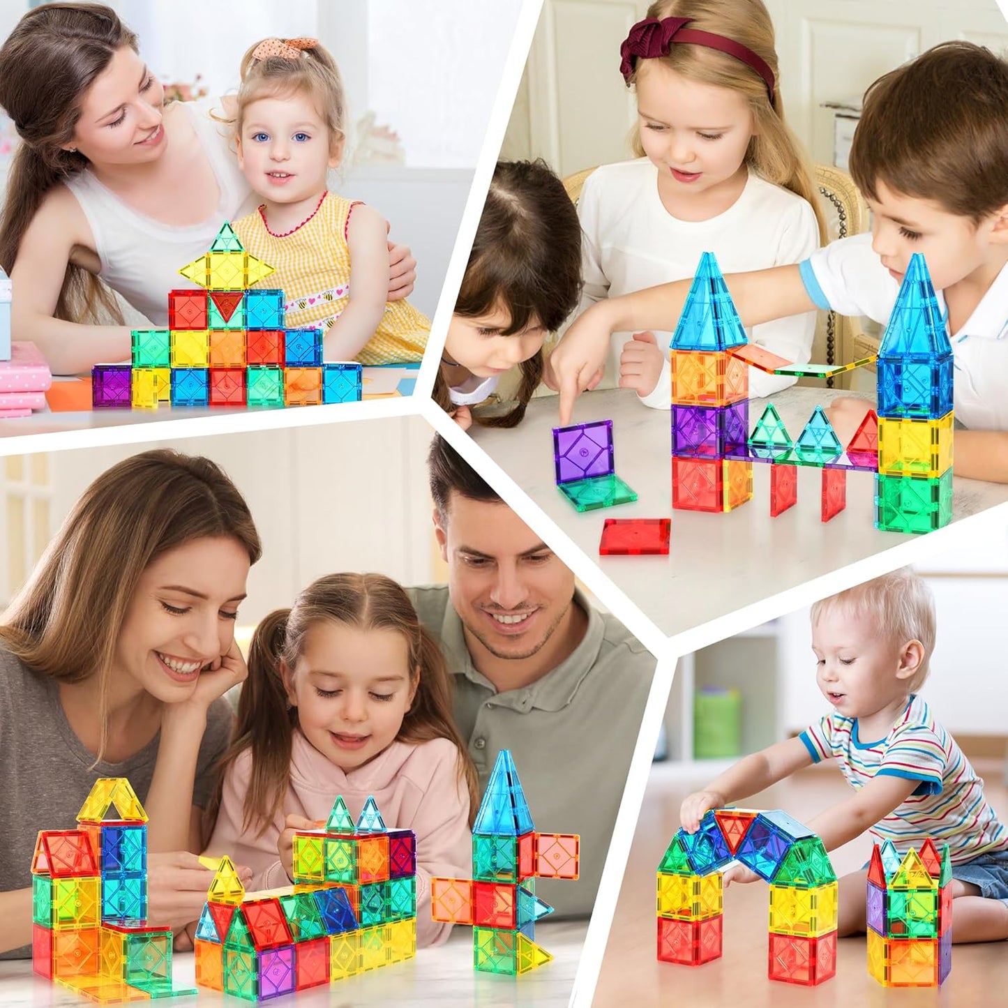 8 Piece Large Square Shape Magnetic Tiles Kids Toys, Magnetic Building Blocks STEM Magnet Building Set Preschool Learning Magnet for Kids Ages 3-5 4-8, Sensory Montessori Toys for 3+ Boys and Girls