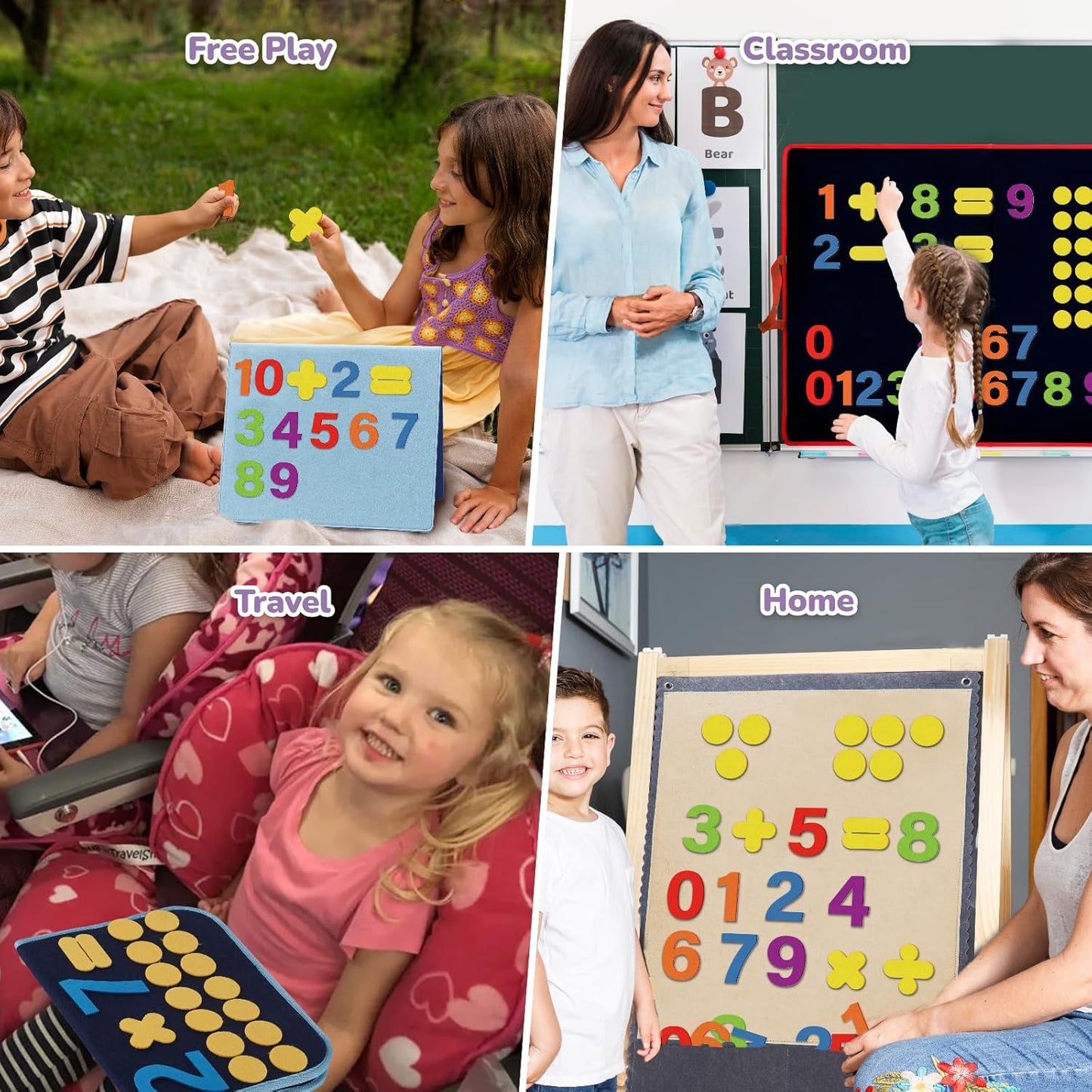 CHEFAN Felt Ten-Frame Set Math Manipulative Counter for Elementary, Numbers Learning Counting Toy for Kids, Montessori Math Educational Game, 2 Ten Frames & 162PCS for Kindergarten, 3+ Years Old