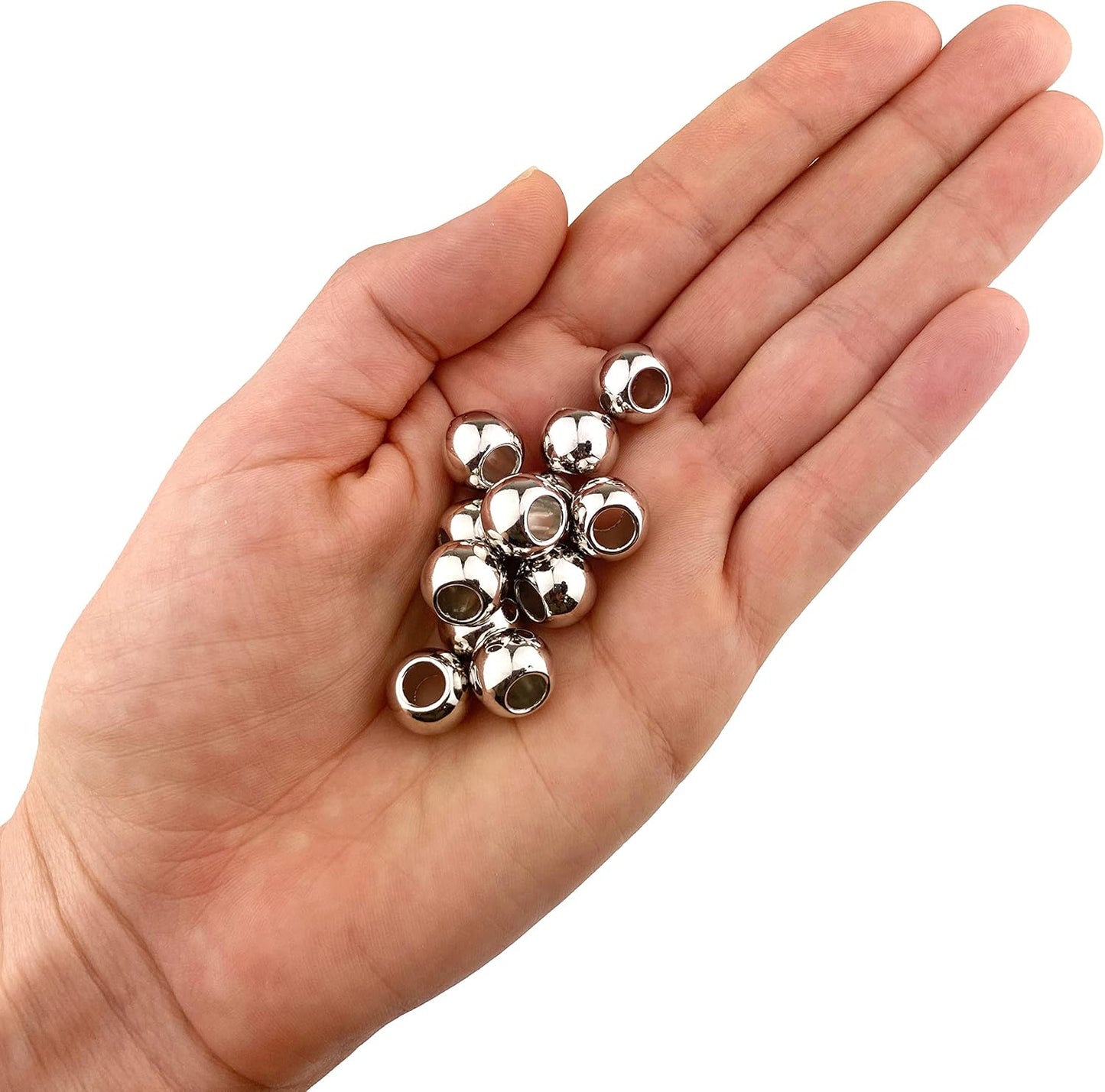 300 Acrylic Large Hole Beads for Crafts and for Hair 10mm x 12mm Acrylic Barrel Beads with 5.7mm Large Hole, Glossy Primary Assortment