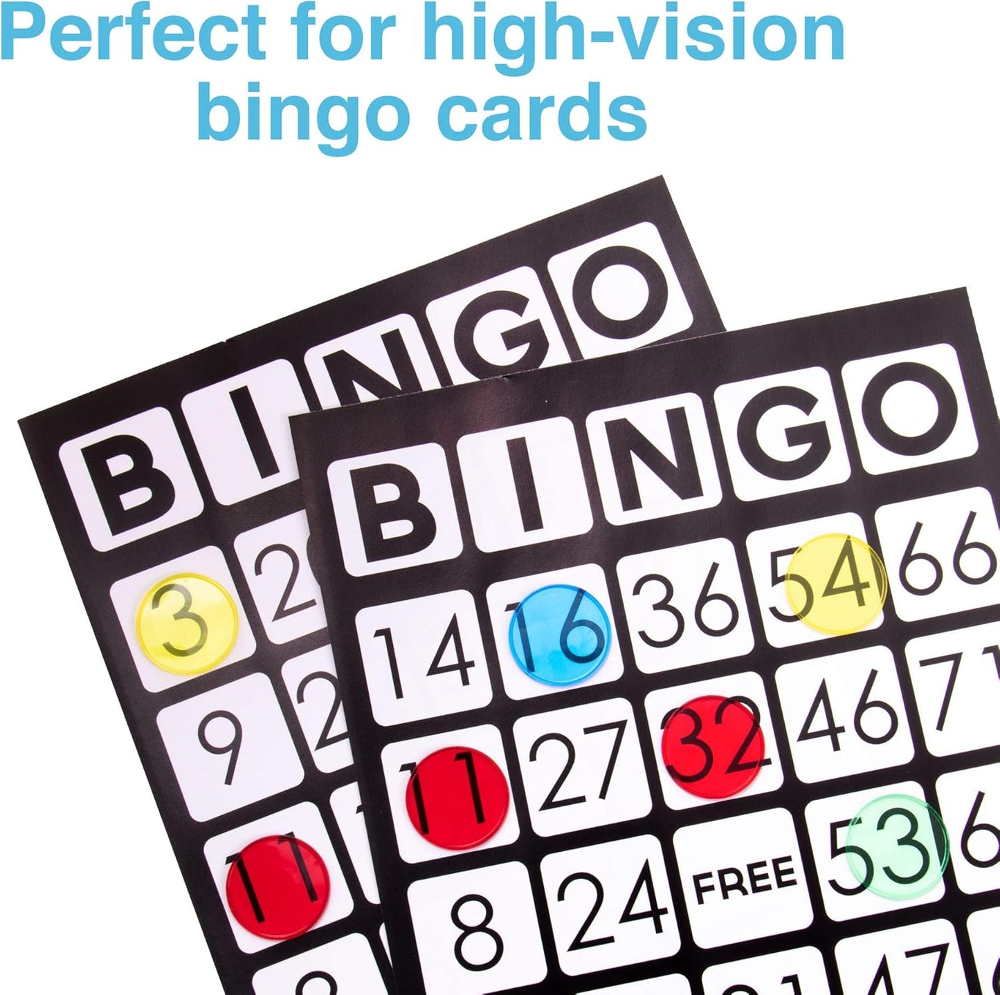 RBS Pack of 300 Jumbo Mixed Color Translucent Bingo Chips - 1.25 Inches in Diameter!
