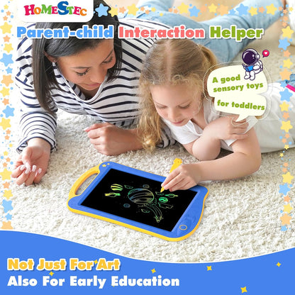 [ClimatePartner Certified] HOMESTEC Astrodraw Drawing Pad, Colorful LCD Writing Tablet for Kids, Doodle Board for Toddlers 3 4 5 6 Years Old, Travel Toy Birthday Gift for Boys Girls (Aqua/Purple)
